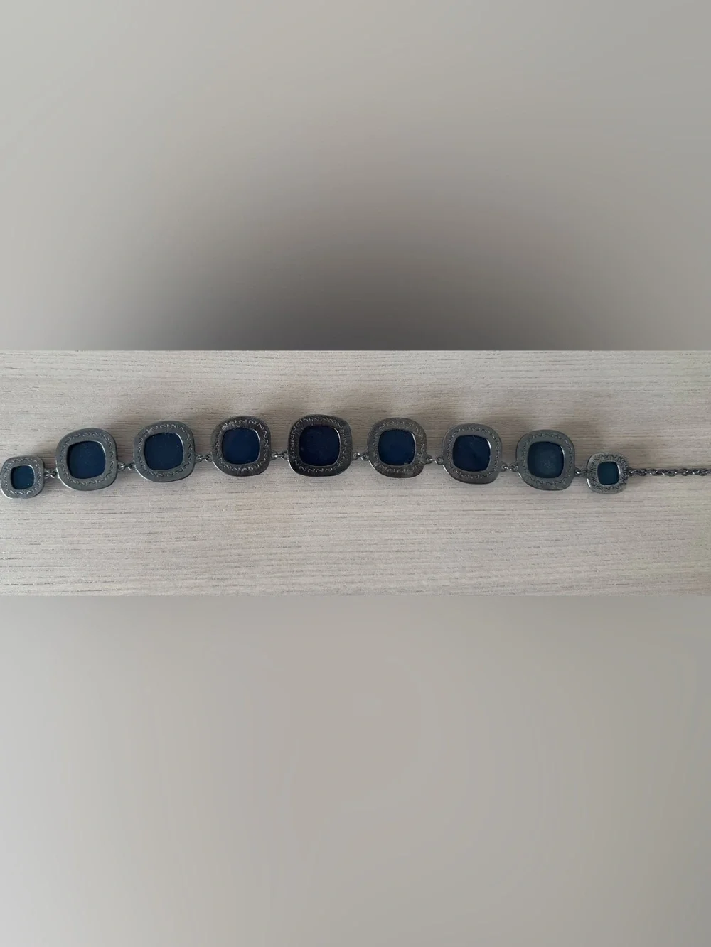 New York & Company - Chunky Gunmetal Necklace with Sapphire Blue Faceted Stones